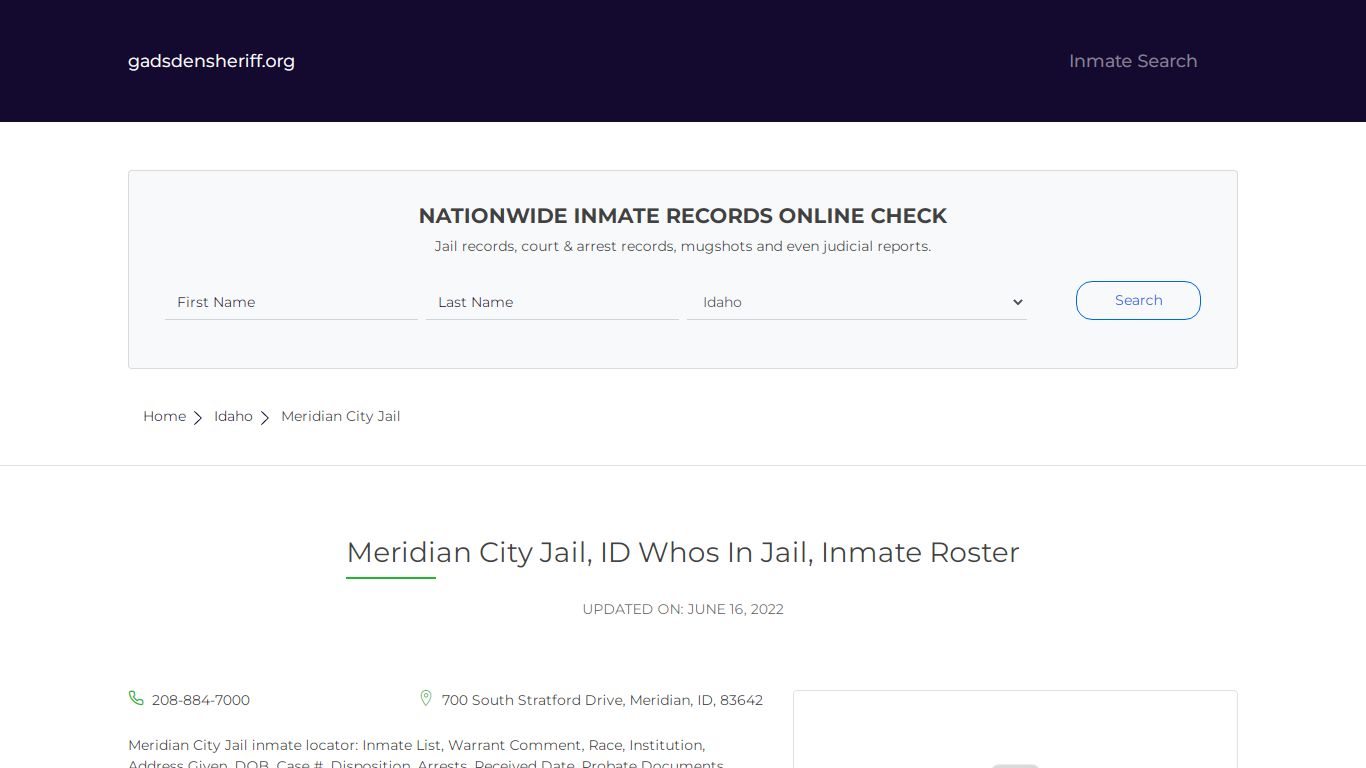 Meridian City Jail, ID Inmate Roster, Whos In Jail