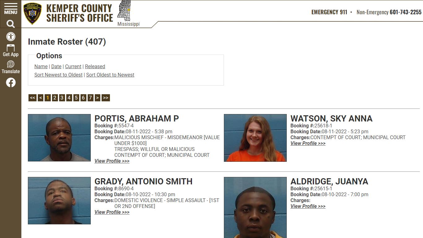 Inmate Roster - Current Inmates ... - Kemper County Sheriff